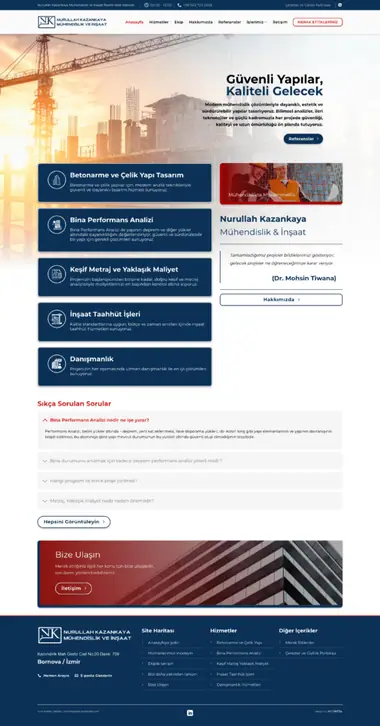 Kazankaya Mühendislik web sitesi masaüstü görünümü