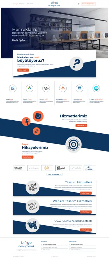 Bilge Danışmanlık web sitesi masaüstü görünümü
