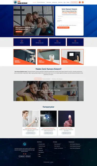 İzmir Kamare Sistemleri web sitesi masaüstü görünümü