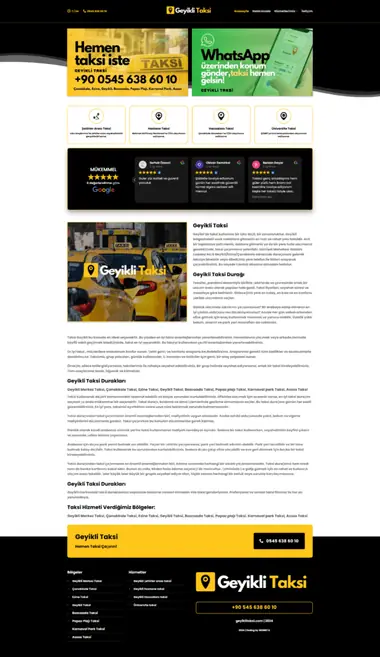 Geyikli Taksi web sitesi masaüstü görünümü
