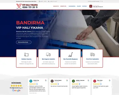 Vip Halı Yıkama web sitesi masaüstü görünümü