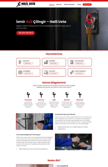 Çilingir Halil Usta web sitesi masaüstü görünümü