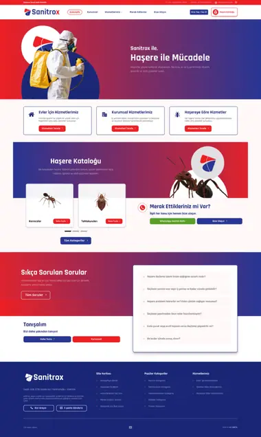 Sanitrox web sitesi masaüstü görünümü