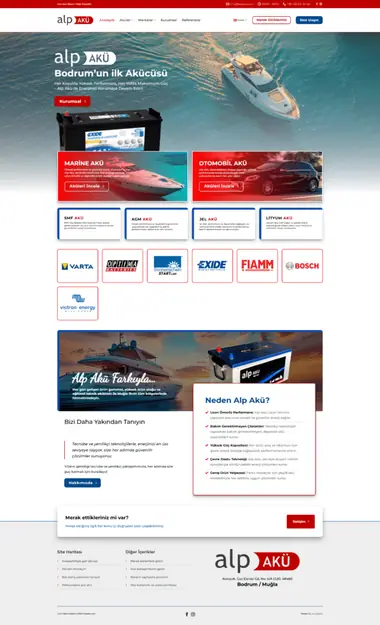 Alp Akü web sitesi masaüstü görünümü