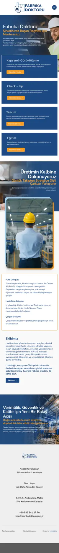 Fabrika Doktoru web sitesi mobil görünümü