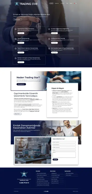 Trading Star web sitesi masaüstü görünümü