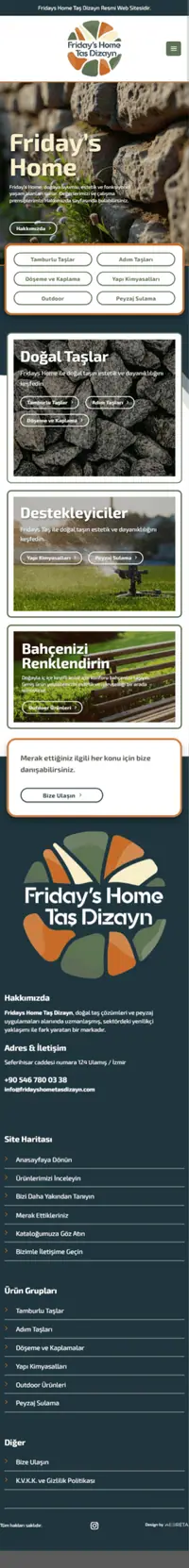 Fridays Home web sitesi mobil görünümü