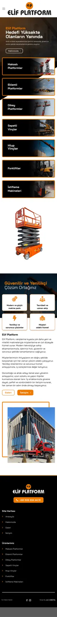 Elif Platform web sitesi mobil görünümü