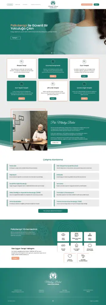 Psikolog Mihdiye Bulut web sitesi masaüstü görünümü