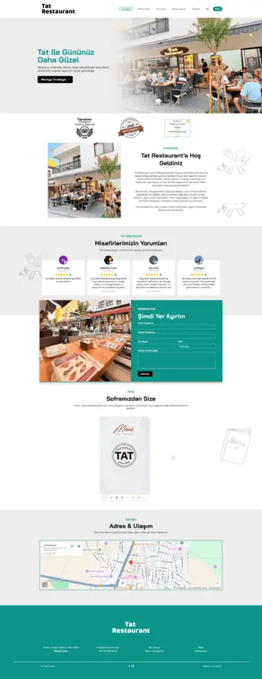 Tat Restaurant web sitesi masaüstü görünümü