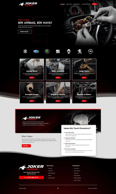 İzmir Air Bag web sitesi masaüstü görünümü