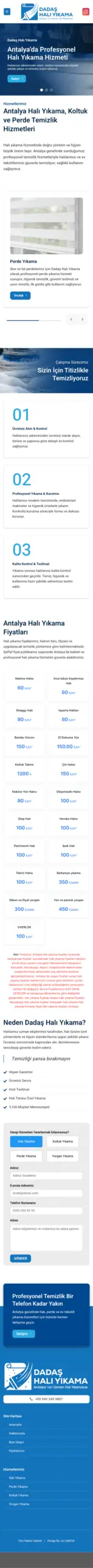 Antalya Dadaş Halı Yıkama web sitesi mobil görünümü