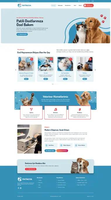 Patinoya Veteriner web sitesi masaüstü görünümü