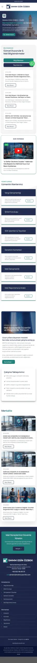 Mental Mali Müşavirlik web sitesi mobil görünümü