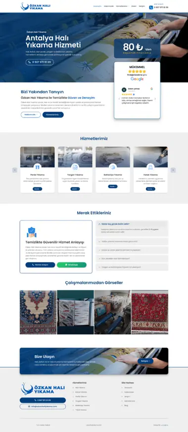 Antalya Dadaş Halı Yıkama web sitesi masaüstü görünümü