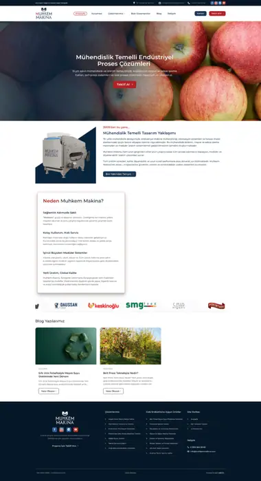Muhkem Makina web sitesi masaüstü görünümü