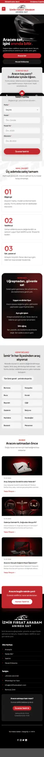 İzmir Fırsat Arabam web sitesi mobil görünümü