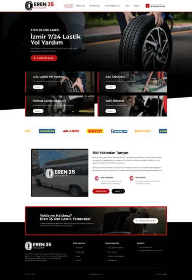 Eren Lastik 35 web sitesi masaüstü görünümü