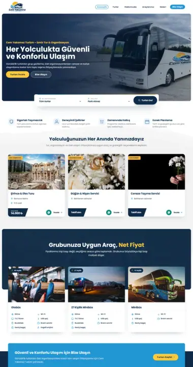 Cem Yakamoz Turizm web sitesi masaüstü görünümü