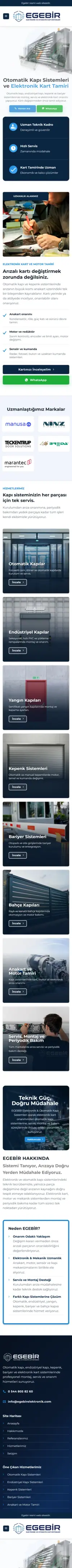 Egebir Elektronik web sitesi mobil görünümü