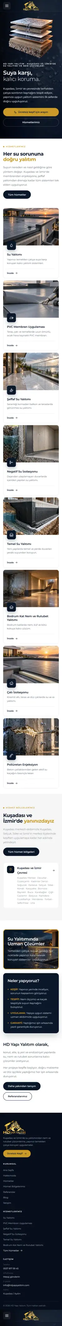HD Yapı Yalıtım web sitesi mobil görünümü
