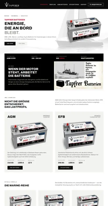 Tapfrer web sitesi masaüstü görünümü